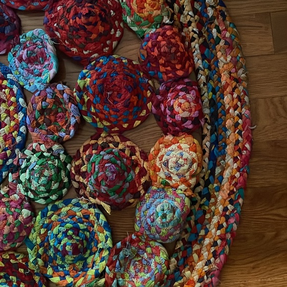 Large 47” Colorful Round Rag Rug - Good Condition - Picture 9 of 11